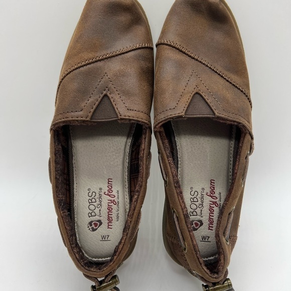 BOB’S BY SKETCHERS CHILL LUXE BY ALARGATA WOMENS DARK BROWN FLAT SLIP ONS SIZE 7 - Picture 8 of 9